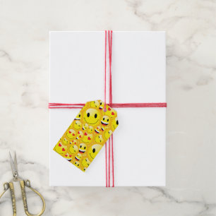 Étiquettes-cadeau Fête d'anniversaire Emoji Jaune Joyeux Visages