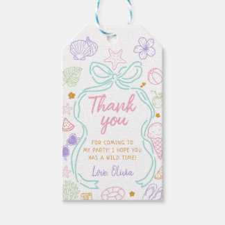 Étiquettes-cadeau Fête d'anniversaire estivale au bord de la piscine