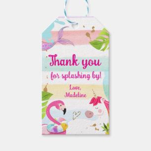 Étiquettes-cadeau Fête d'anniversaire Licorne Sirène Flamant Rose Pi