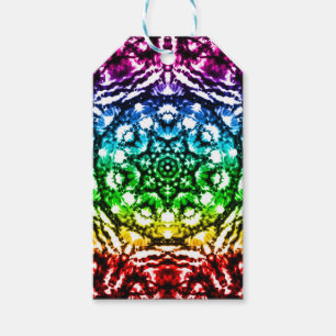 Étiquettes-cadeau Fête d'anniversaire Mandala étoile Tie Dye arc-en-