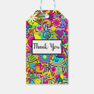 Étiquettes-cadeau Fête d'anniversaire Rétro Groovy FUN 60's Soixante