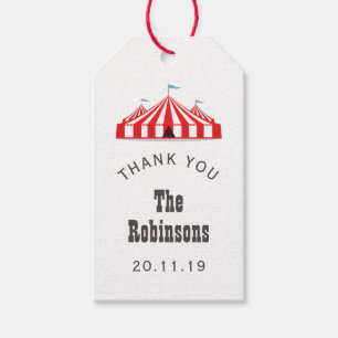 Étiquettes-cadeau Fête d'anniversaire sur le thème du cirque vintage