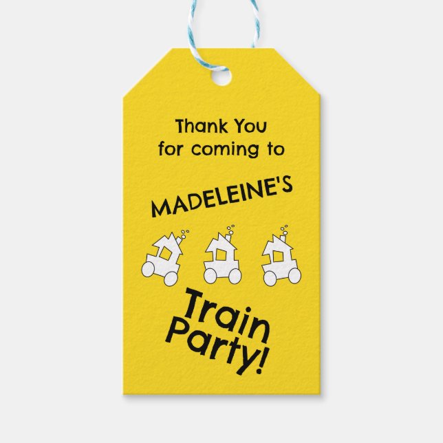Étiquettes-cadeau Fête d'anniversaire sur le thème du train (Devant)