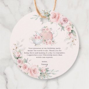 Étiquettes Cadeau Fête d'anniversaire thème thé à la menthe floral r