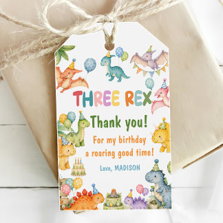 Étiquettes-cadeau Fête d'anniversaire Trois Rex Dinosaure 3 ans