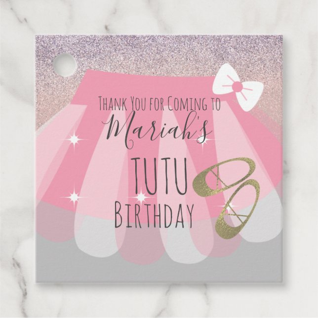 Étiquettes Cadeau Fête d'anniversaire Tutu Merci rose (Devant)