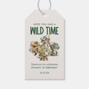 Étiquettes-cadeau Fête d'anniversaire Wild One mignon Dinosaur Favor