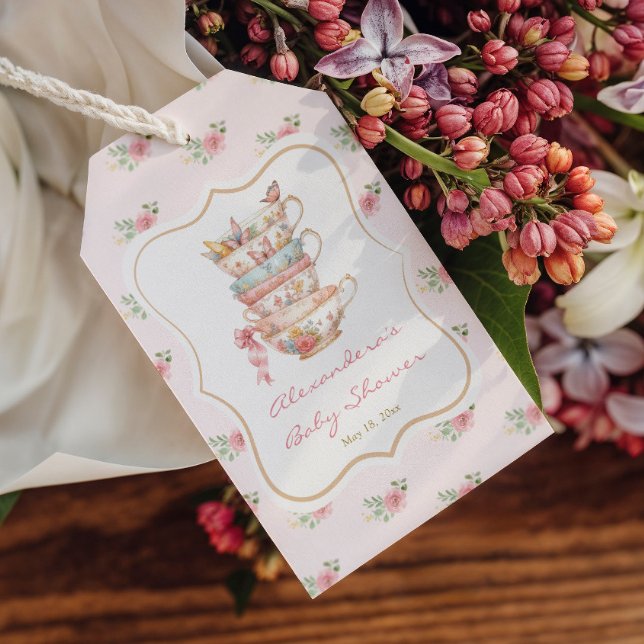 Étiquettes-cadeau Fête de Baby Shower à Thé (Créateur téléchargé)