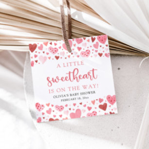 Étiquettes Cadeau Fête de bébé de la Saint-Valentin Petit Cœur Rose