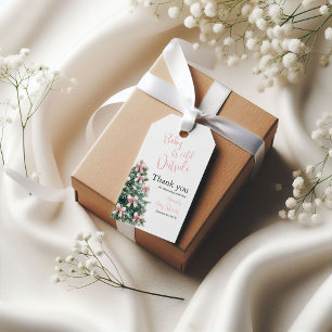 Étiquettes-cadeau Fête de Bébé Fille Arc-en-Ciel Rose à l'Extérieur