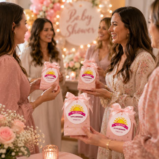 Étiquettes Cadeau Fête de bébé fille Merci doux rose
