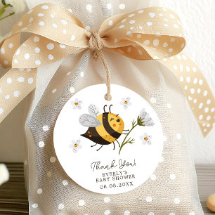Étiquettes Cadeau Fête de Bébé Fleur de Marguerite Abeille Bourdon