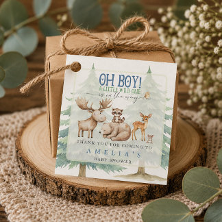 Étiquettes Cadeau Fête de Bébé Garçon 'Bête Sauvage' en Forêt