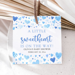 Étiquettes Cadeau Fête de bébé garçon bleu petit cœur valentin