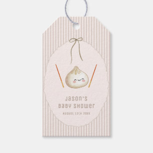 Étiquettes-cadeau Fête de bébé garçon kawaii marron Arc asiatique