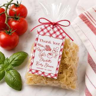 Étiquettes-cadeau Fête de bébé italienne dessinée à la main Pâtes &