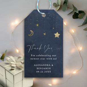 Étiquettes-cadeau Fête de Bébé Lune Étoiles Nuit Étoilée Bleu Nuit O