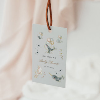 Étiquettes-cadeau Fête de Bébé Magique Ballons Baleines