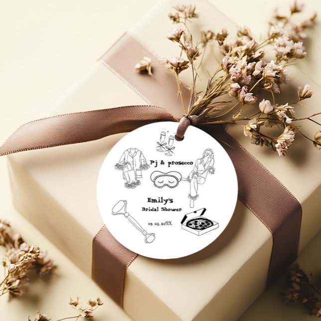 Étiquettes Cadeau Fête de Fiançailles PJ et Prosecco Dessinée à la M (Créateur téléchargé)