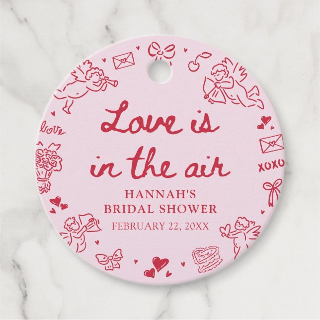 Étiquettes Cadeau Fête de Fiançailles Saint-Valentin Rose L'amour es (Devant)