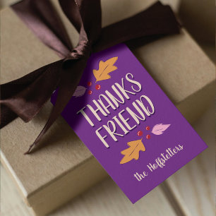 Étiquettes-cadeau Fête de Friendsgiving   Violet et Or