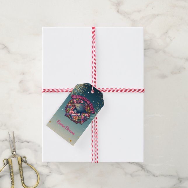 Étiquettes-cadeau Fête de graduation Floral (Avec de la ficelle)
