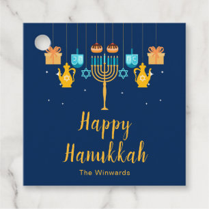 Étiquettes Cadeau Fête de Hanoucca Ménorah 