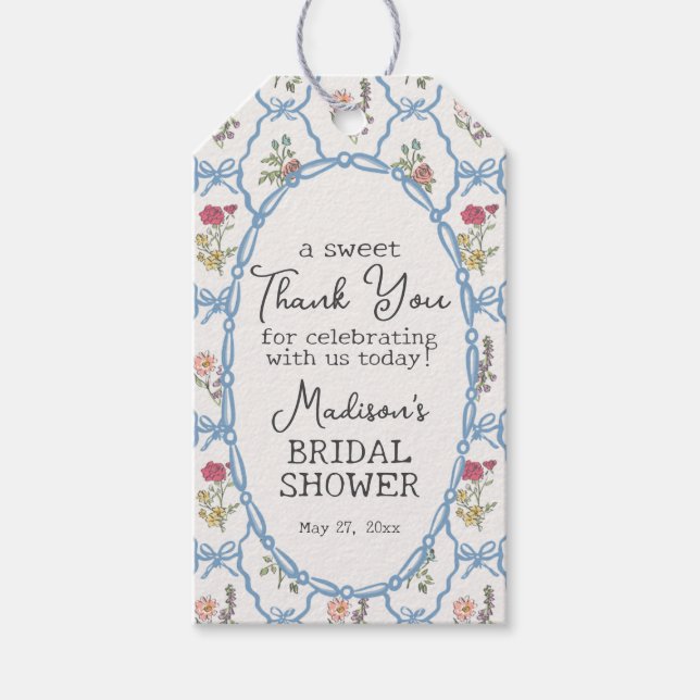 Étiquettes-cadeau Fête de jardin d'été Mariage floral lumineux Showe (Devant)