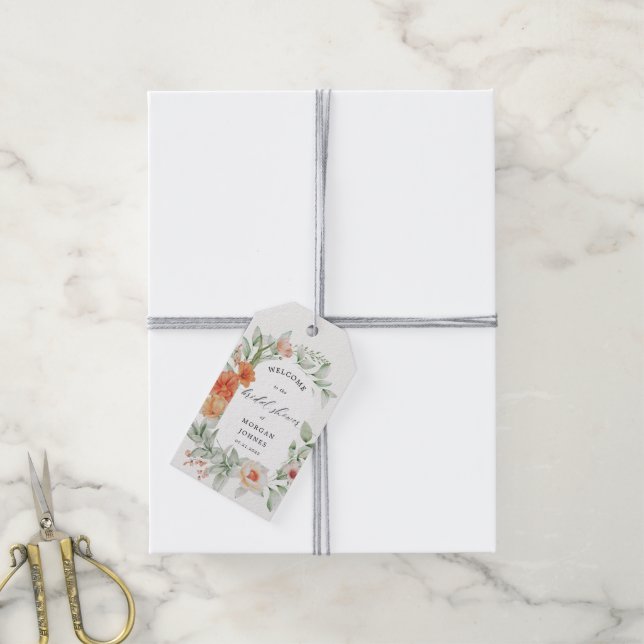 Étiquettes-cadeau Fête de Jardin Élégante Florale Baby Shower (Avec de la ficelle)