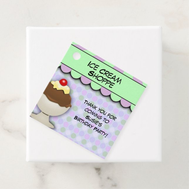 Étiquettes Cadeau Fête de la crème glacée, Pastel Sweet Shoppe (En situation)