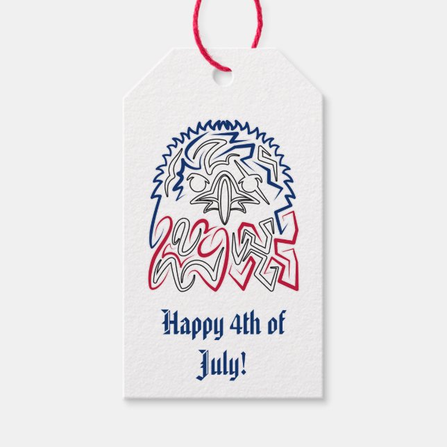 Étiquettes-cadeau Fête de l'Indépendance Aigle américain (Devant)