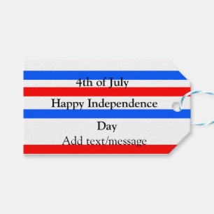 Étiquettes-cadeau Fête de l'indépendance des bandes bleues rouges 4 