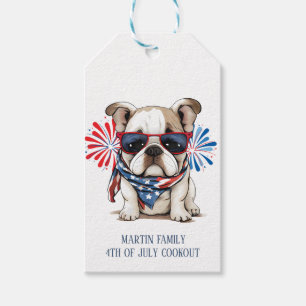 Étiquettes-cadeau Fête de l'Indépendance du 4 juillet Rouge Blanc Bl
