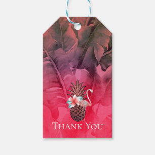 Étiquettes-cadeau Fête de luau de pinéapple de paillettes tropicales