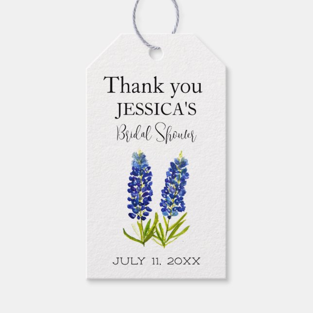 Étiquettes-cadeau Fête de mariage aux fleurs sauvages de bleuets (Devant)