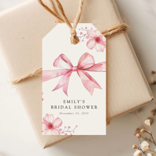 Étiquettes-cadeau Fête de mariage avec un nœud rose