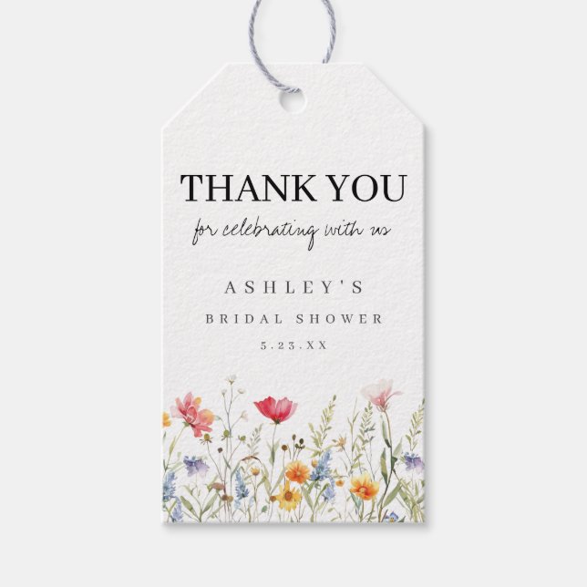 Étiquettes-cadeau Fête de mariage champêtre aquarelle (Devant)