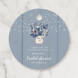 Étiquettes Cadeau Fête de mariage champêtre Dusty Country Blue dans