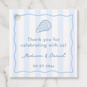 Étiquettes Cadeau Fête de mariage couple huître grillée dessinée à l