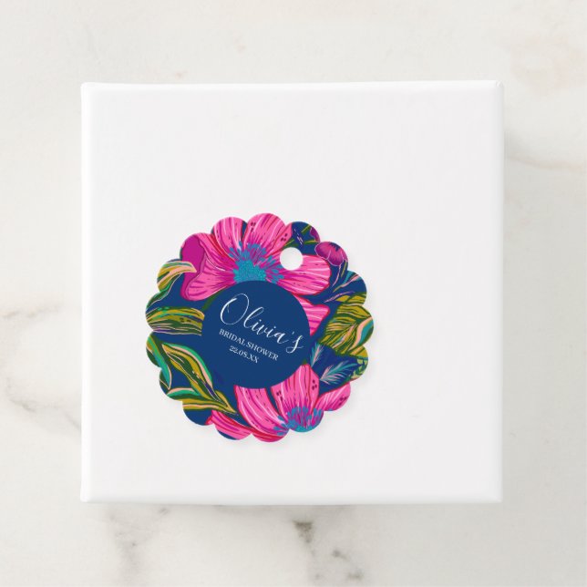 Étiquettes Cadeau Fête de mariage fleurs roses aquarelle (En situation)