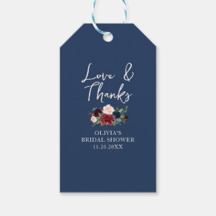 Étiquettes-cadeau Fête de mariage floral amour et remerciements