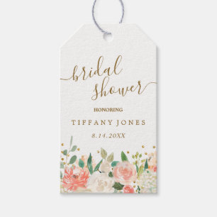Étiquettes-cadeau Fête de mariage Floral Blush Rose Gold Confetti