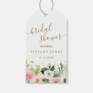 Étiquettes-cadeau Fête de mariage Floral Peach Pink Gold Confetti