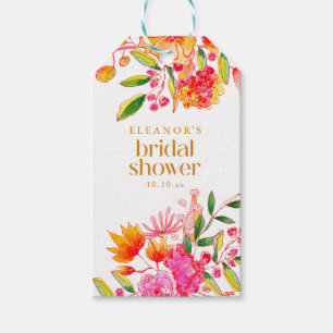 Étiquettes-cadeau Fête de mariage Florale Aquarelle Rose Orange Mode