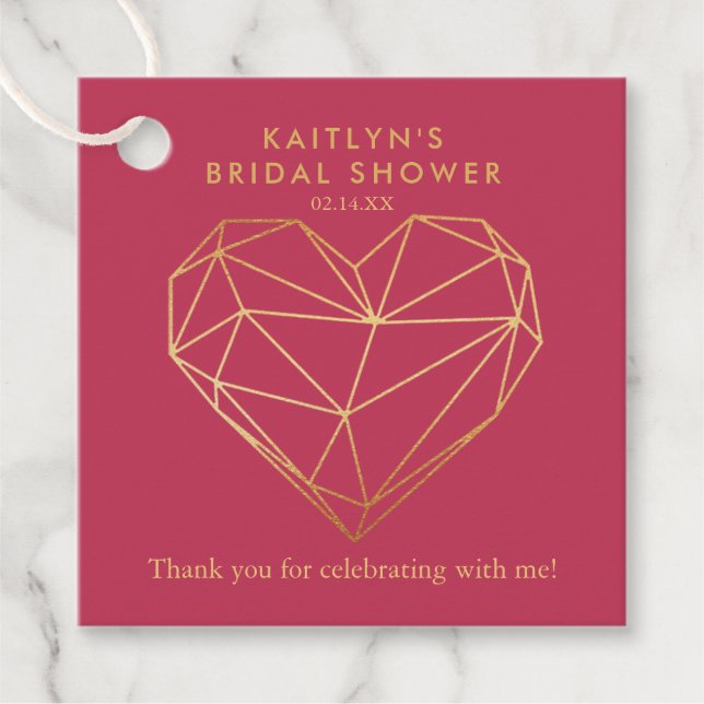 Étiquettes Cadeau Fête de mariage géométrique Saint-Valentin Heart (Devant)