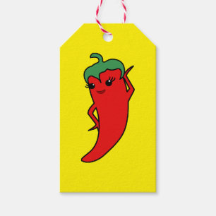 Étiquettes-cadeau Fête de mariage Kawaii Piment Rouge Diva