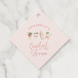 Étiquettes Cadeau Fête de mariage script cocktail moderne rose girly