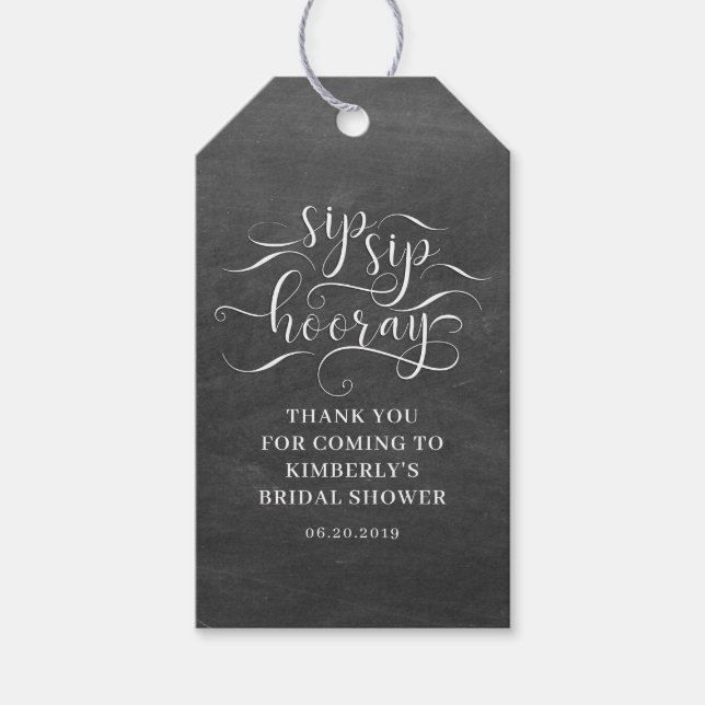 Étiquettes-cadeau Fête de Mariage Sip Sip Hooray (Devant)