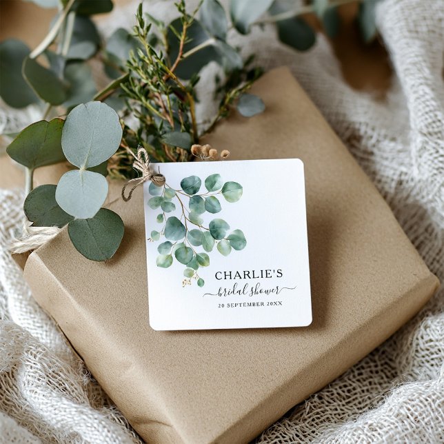 Étiquettes Cadeau Fête de Mariée Élégante et Moderne avec de la Verd (Créateur téléchargé)
