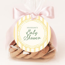 Fête de naissance bébé été jaune et vert dessinée